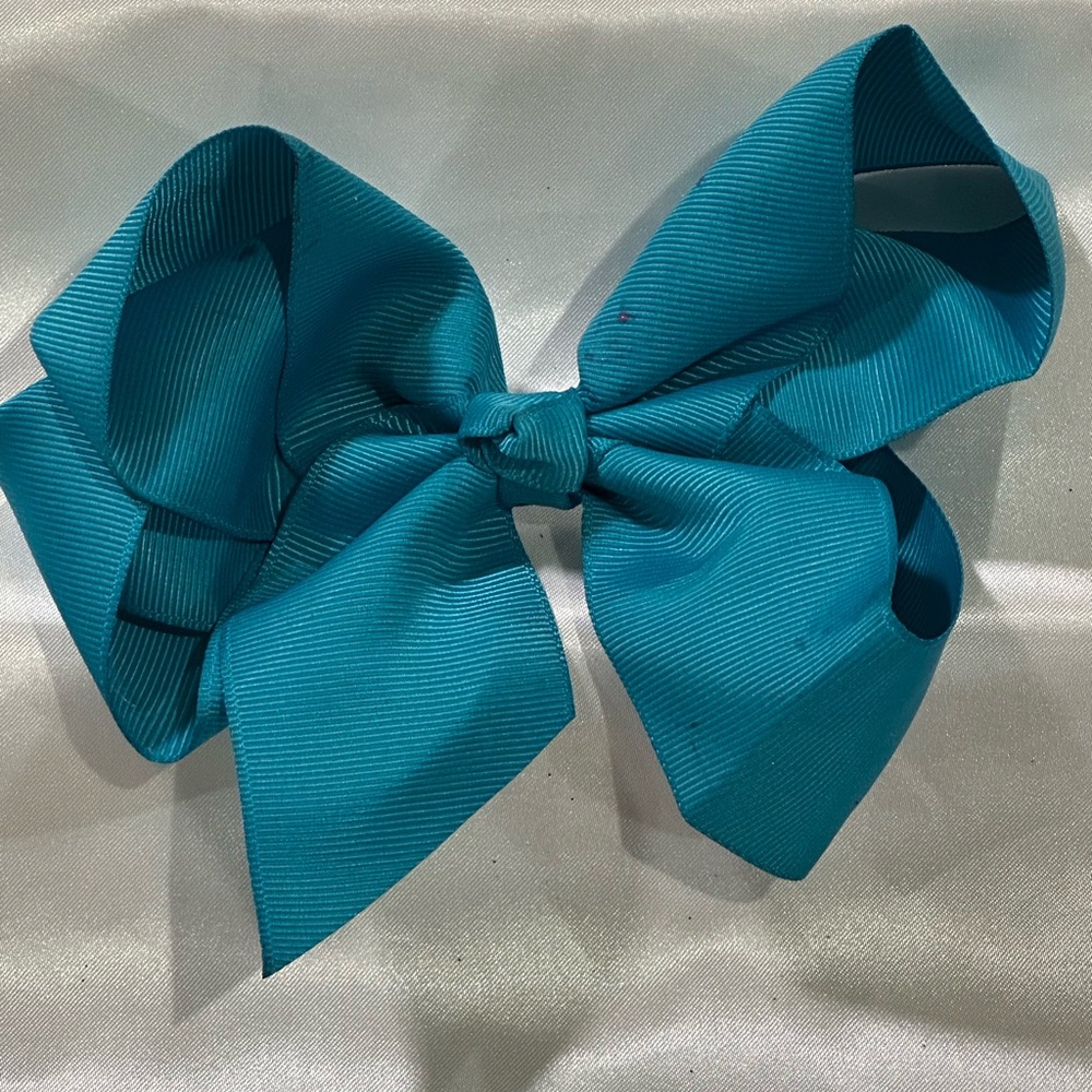 Girls Teal Grosgrain Bow Hair Clip - bundle & save on shipping